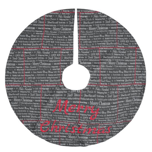 数々の言語メリークリスマスサンダー_コーブ ブラッシュドポリエステルツリースカート (正面)