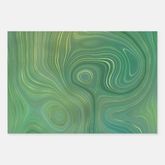 数々の金ゴールドアクセント付きアゲート大理石パターン ラッピングペーパーシート (正面2)