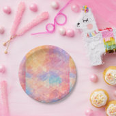 数々の鮮やか色紙プレート。 ペーパープレート (パーティー)