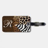 数々の+アニマルプリントのヒョウのシマウマのキリンのチータ ラゲッジタグ (裏面横)