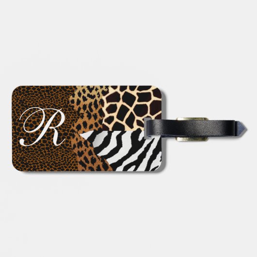 数々の+アニマルプリントのヒョウのシマウマのキリンのチータ ラゲッジタグ (裏面横)