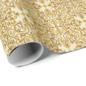 数々の,アンティーク,金ゴールド，パターン，フローラ，ダマスク，ヴィンテージ, ラッピングペーパー (ロールコーナー)