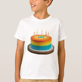 数々の – カラーお誕生日ケーキデザインキッズベーシック Tシャツ