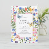 数々の – カラーのワイルドフラワーとバタフライブライダルシャワー 招待状 (スタンド正面)