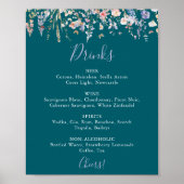 数々の – カラーのワイルドフラワー結婚グリーンのドリンク ポスター (正面)