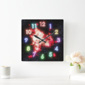 数々の – カラーの宝石失ったを宇宙時計 スクエア壁時計 (ホーム)