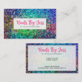 数々の – カラーグリッターテクスチャプリント爪、 ネイル 名刺 (正面/裏面)