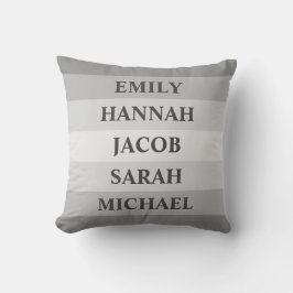 数々の – カラーストライプグレー5家族のフレンド名 クッション
