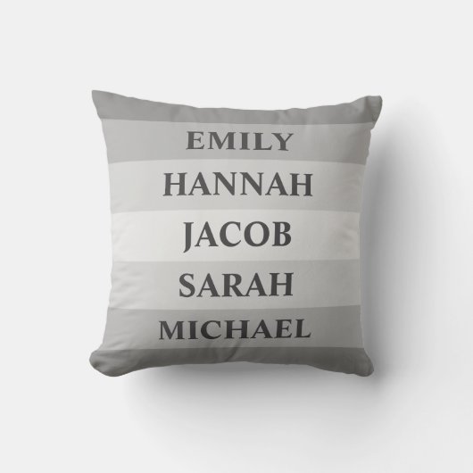 数々の – カラーストライプグレー5家族のフレンド名 クッション (正面)