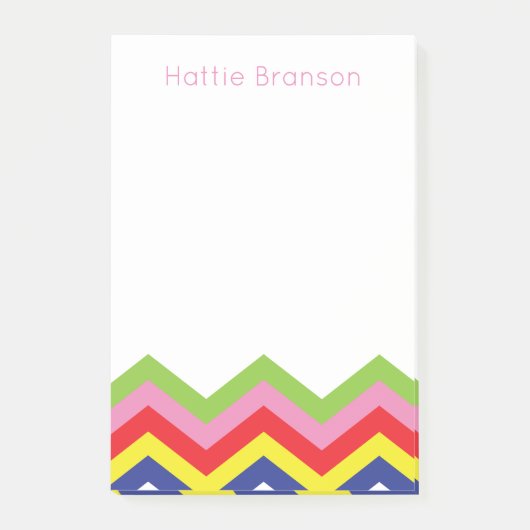 数々の – カラーパーソナライズされたChevronメモ帳 ポストイット (正面)