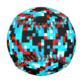 数々の – カラーブルー黒赤白ピクセルパターン 野球ボール (正面)