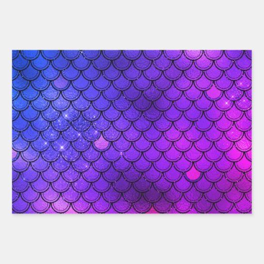 数々の – カラーマーメイドグリッターギフトラッピング ラッピングペーパーシート (正面3)