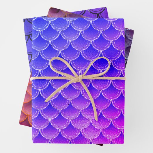 数々の – カラーマーメイドグリッターギフトラッピング ラッピングペーパーシート (インサイチュ)