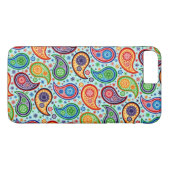 数々の – カラーヴィンテージペイズリーソフトブルー背景 Case-Mate iPhoneケース (裏面(横))