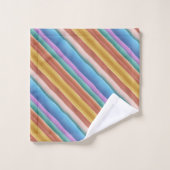 数々の – カラー水カラーストライプパターン バスタオルセット (ウォッシュタオル)