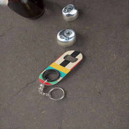 数々の – カラー水平ストライプ垂直 キーホルダー栓抜き