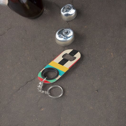 数々の – カラー水平ストライプ垂直 キーホルダー栓抜き