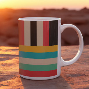 数々の – カラー水平ストライプ垂直 コーヒーマグカップ