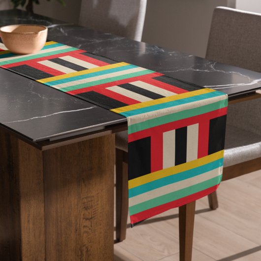 数々の – カラー水平ストライプ垂直 ショートテーブルランナー