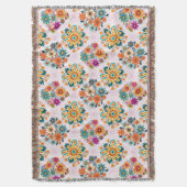数々の – カラー花ポットパターン – ピンク スローブランケット (正面縦)