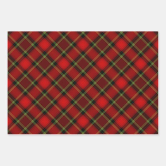 数々の – カラー&プレイドデザイン完璧なクリスマスプレゼント ラッピングペーパーシート (正面)