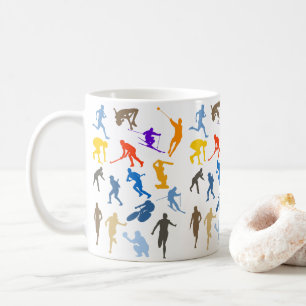 数々の – スポーツをテーマにしたシルエットデザイン コーヒーマグカップ
