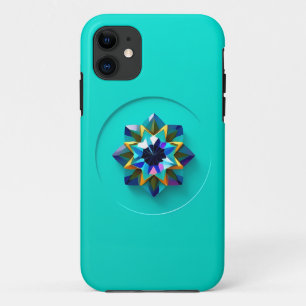 数々の-ティール(緑がかった色)上のカラー結晶デザイン iPhone 11 ケース