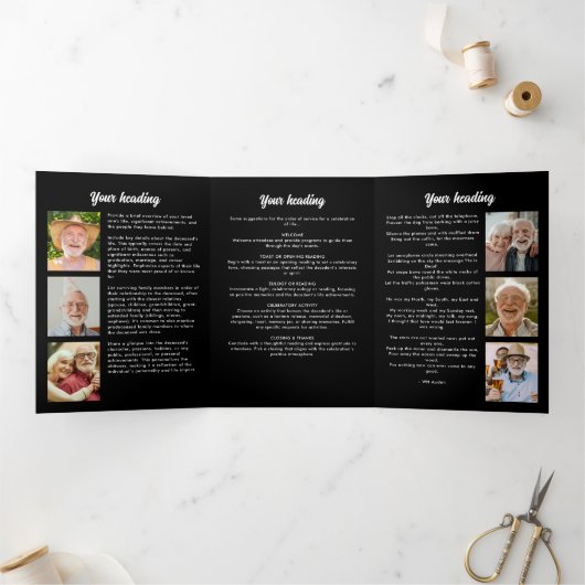 数々の – 写真葬儀/追悼/生命お祝い 三つ折りプログラム (内部)