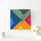 数々の – 層無地の色の幾何デザイン スクエア壁時計 (ホーム)