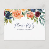 数々の – 色のエレガントフローラメニュー選択RSVP ポストカード (正面)