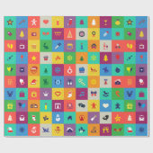 数々の – 色のクリスマスアイコンの巻き付け紙 ラッピングペーパー (フラット)