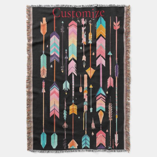 数々の – 色の矢印パターンThunder_Cove スローブランケット (正面縦)