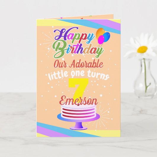 数々の – 色の編集可能ユニセックスハッピーバースデー | Peach カード (小さな植物)