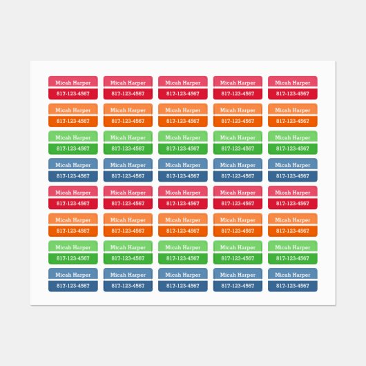 数々の – 色ブロック衣料ラベル長方形 ラベル (シート)