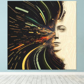 数々の/ 3 – パネル抽象芸術 |流れる線と女性 キャンバスプリント (インサイチュ (ウッドフロア))