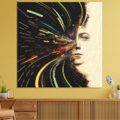 数々の/ 3 – パネル抽象芸術 |流れる線と女性 キャンバスプリント (インサイチュ (リビング))