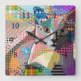 数々の-color cat 676パターン スクエア壁時計