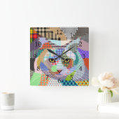 数々の-color cat 678パターン スクエア壁時計 (ホーム)