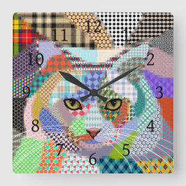 数々の-color cat 678パターン スクエア壁時計