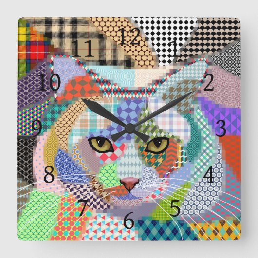 数々の-color cat 678パターン スクエア壁時計 (正面)