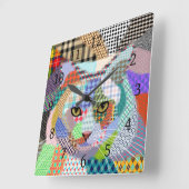 数々の-color cat 678パターン スクエア壁時計 (傾斜)