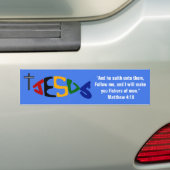 数々の-color JESUS Fish Icon Bumper Sticker バンパーステッカー (車上)