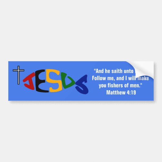 数々の-color JESUS Fish Icon Bumper Sticker バンパーステッカー (正面)