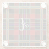 数々の-color plaid (タータンチェック)モノグラム名カスタム称 ガラスコースター (裏面)