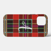 数々の-color plaid (タータンチェック)モノグラム名 Case-Mate iPhoneケース (裏面 (横))