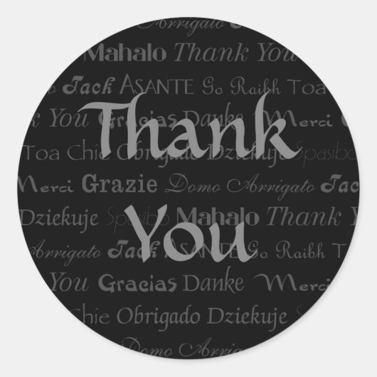 数々の-Lingual Thank Youステッカー ラウンドシール (正面)