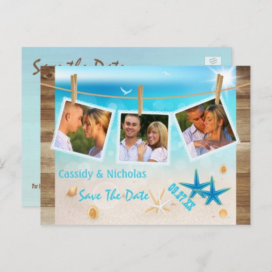 数々の-photoトロピカルビーチ日付はがきを保存 案内ポストカード (正面/裏面)
