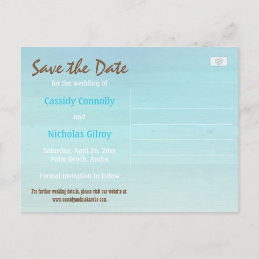 数々の-photoトロピカルビーチ日付はがきを保存 案内ポストカード (裏面)