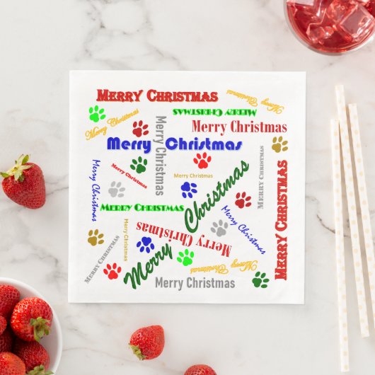 数々のChristmas Dinner Napkin w/Dog Paws (インサイチュ)