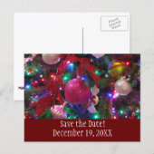 数々のChristmas Tree Save the Date 案内ポストカード (正面/裏面)